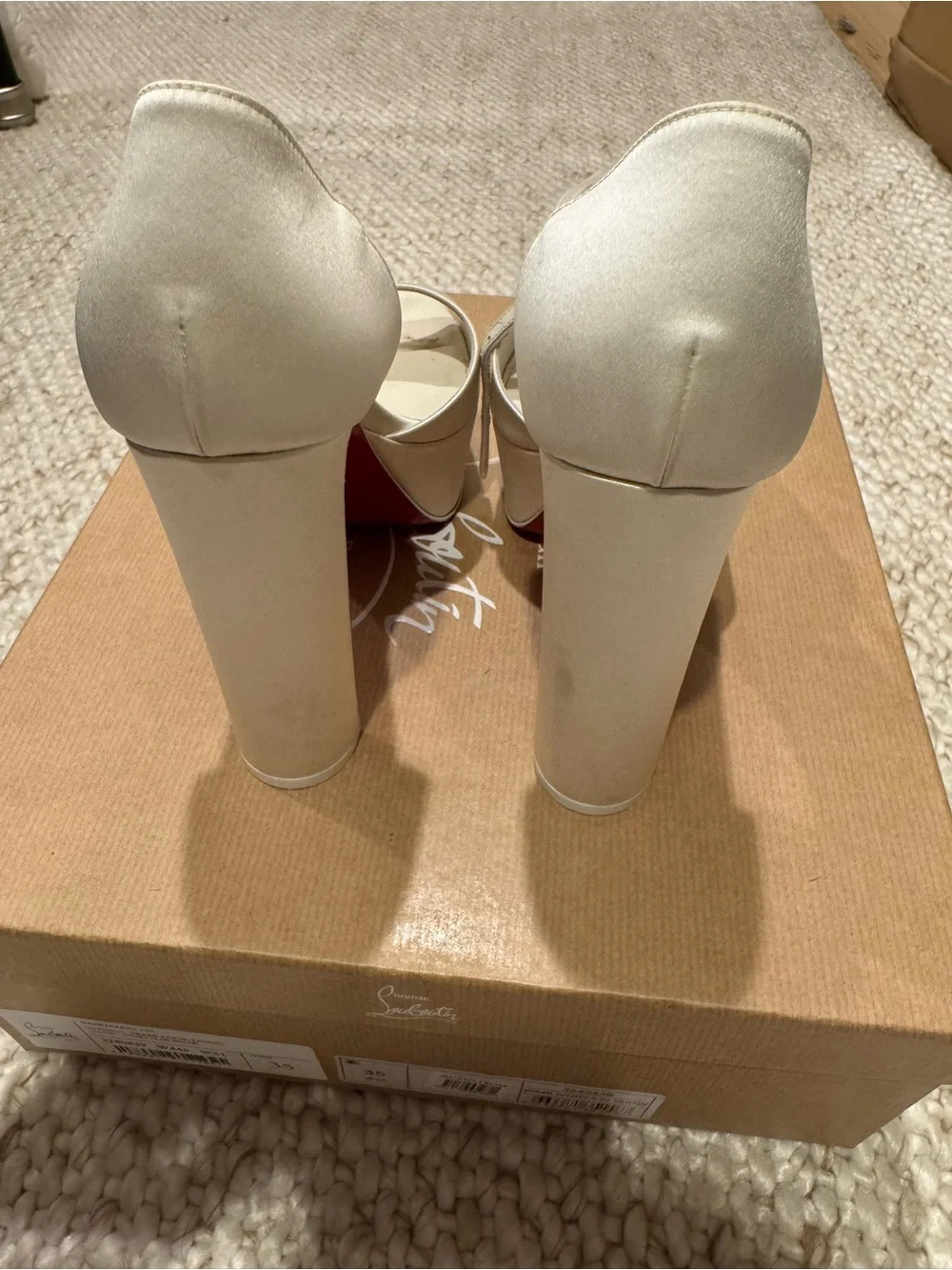 Used Christian Louboutin Sandaloo Silk Satin Platform Sandal